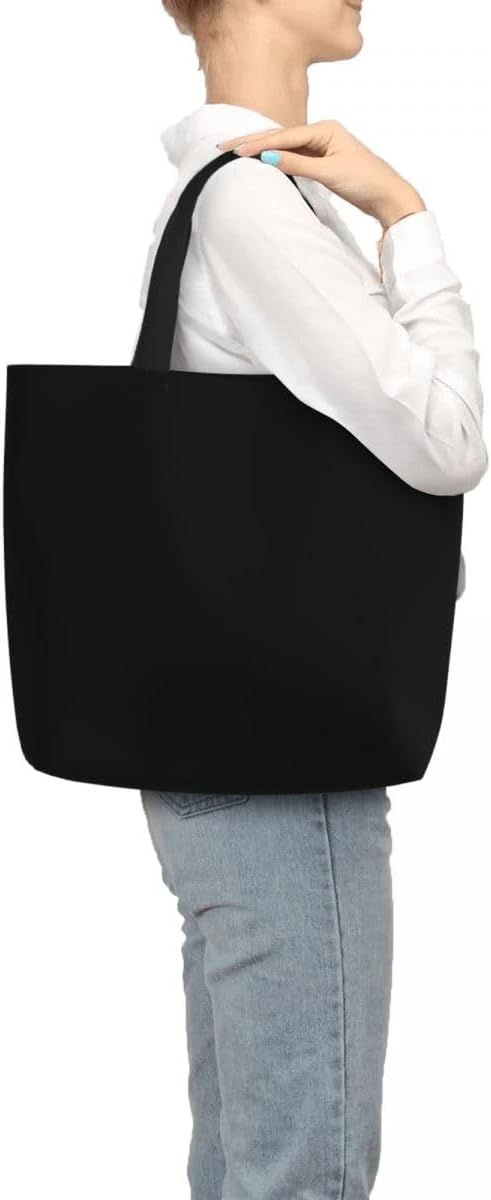 Custom Large Black Tote Bag With Pocket Extra Large Reusable Grocery Bags