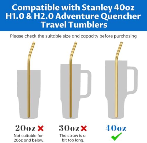 Tomorotec 8PCS Stainless Steel Straws Fit for 40oz Stanley Tumblers, Gold - Image 4