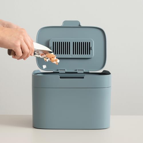 KAZAI. Compost Bin Kitchen 'Elin' | 1.2 GAL / 4.5L Countertop Compost Bin with Lid & Carbon Filter | Odor-Free, Dishwasher Safe, with Inner Bucket | Small Indoor Kitchen Composter | Stone-Blue - Image 3