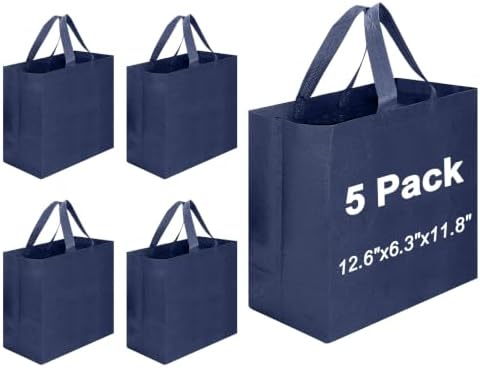 Reusable Grocery Bags 12.6 * 6.3 * 11.8 in - Non Woven Totes Bag with Reinforced Handles, Shopping Bags Bulk by Unknown