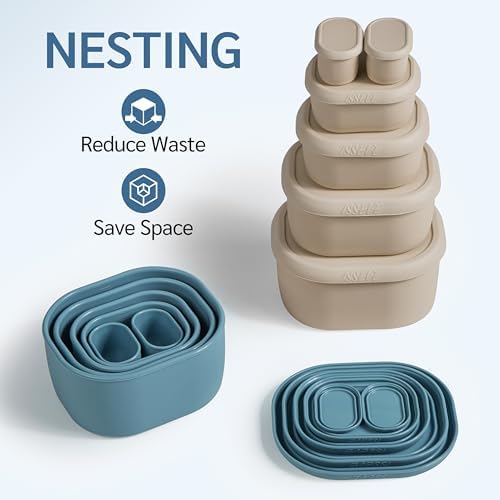 ISSEVE 12Pcs/Set Nesting Silicone Food Storage Containers with Lids - Image 2