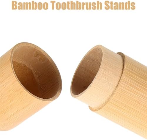 Amosfun Bamboo Toothbrush Holder Portable Toothbrush Storage Tube with Base Travel Tooth Brush Holder Case for Bathroom Counter Office Desktop Dresser Home and Hotel Use - Image 7
