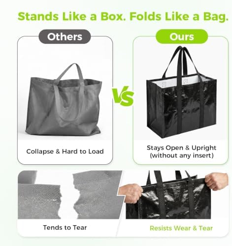 8 Pack Reusable Grocery Bags with Handles Waterproof Shopping Tote Bags - Image 4