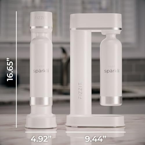 White Stainless Steel Sparkling Water Maker Soda Maker with CO2 Cylinder & 1L Reusable Bottle - Image 4