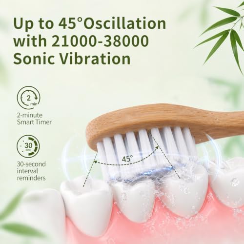 Ultrasonic Oscillating Electric Toothbrush with Bamboo Heads - Image 5