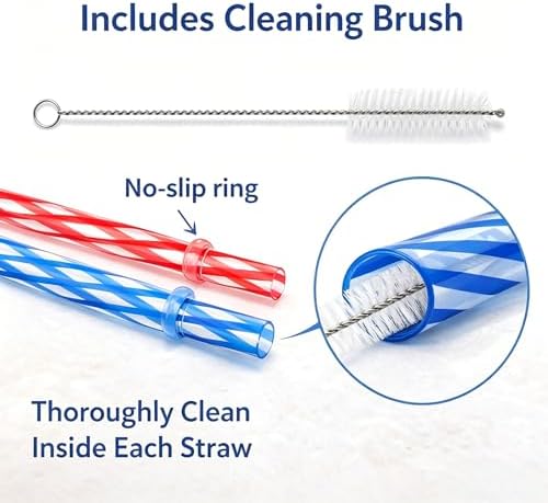 25 Pack 9 Inch Clear Reusable Plastic Straws with Cleaning Brush, BPA-Free Dishwasher Safe Tumbler Straws for 16 oz & 20 oz Cups, YETI, Mason Jars, Iced Coffee and Travel Cups - Image 5