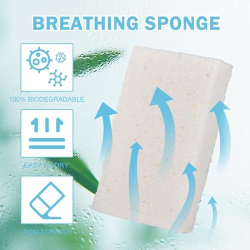 YoleShy White Sponges Kitchen 10 Pack Natural Compressed Cellulose Sponges for Dishes Non Scratch for Household Cookware Bathroom Cars Soft Super Absorbent Reusable - Image 6