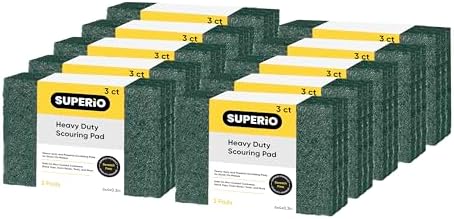Scouring Pad Non-Scratching Scrubber Non-Scratch Cleaning Scrub Pads Heavy Duty Scouring Pad Reusable Kitchen Scrubbing Pad Pack of 30 Green, by Superio by Superio