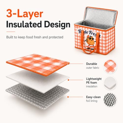 2Pk Insulated Reusable Grocery Bags, Collapsible Cooler Bag for Groceries, Heavy Duty Large Insulated Bag 16''x9''x13'', - Image 3