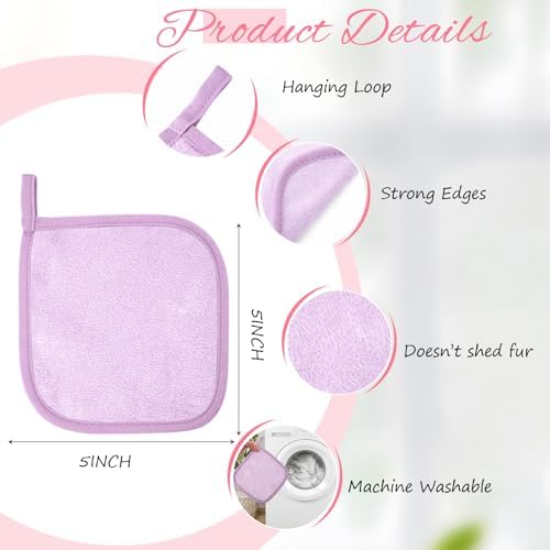 VitalCozy 10 Pack Makeup Remover Cloths, Makeup Remover Towels Reusable Face Cloth Eraser for Washing Face Microfiber Washcloth for Women Cleansing Just Water with Mesh Bag (Pastel Colors) - Image 2