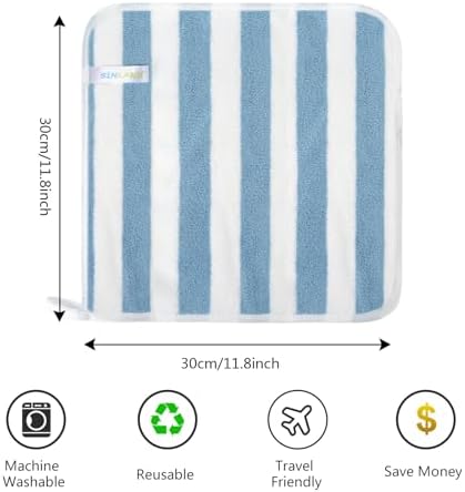 SINLAND Microfiber Facial Cloths Fast Drying Washcloth 12inch x 12inch Absorbent Face Wash Cloth Soft Makeup Remover Cloths - Image 2