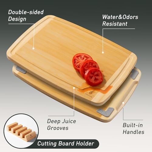 Bamboo Cutting Board Set Non Slip Feet with Holder Over Sink Men Birthday Christmas Valentines Father Day Gifts Ideal from Wife Romantic Anniversary Best Cool Gadget Awesome Who Have Everything - Image 5