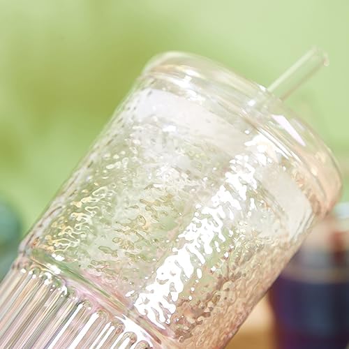 JunVpic Glass Coffee Tumbler, 20 oz Glass Cup with Lid and Straw - Image 4