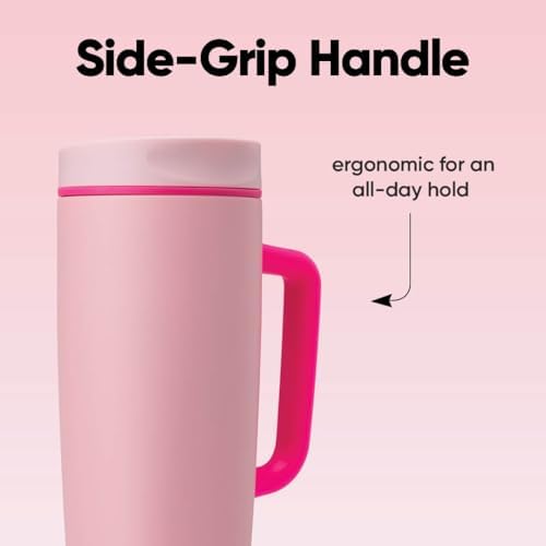 Owala SmoothSip Slider Stainless Steel Insulated Travel Mug with Handle, 100% Leak Proof, For Hot and Cold Drinks, Travel Friendly with Sliding Lock Lid, 24 oz, BPA Free, Leak Proof, Pucker Up - Image 5