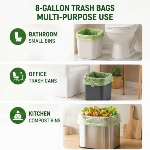 OrangeBio 8 Gallon Compostable Trash Bags, 100 Count, BPI Home Certified - Image 6