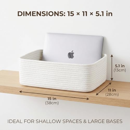 Large Shallow Basket, 15"x11"x5.1", Baskets for Organizing 2 Pack - Image 2