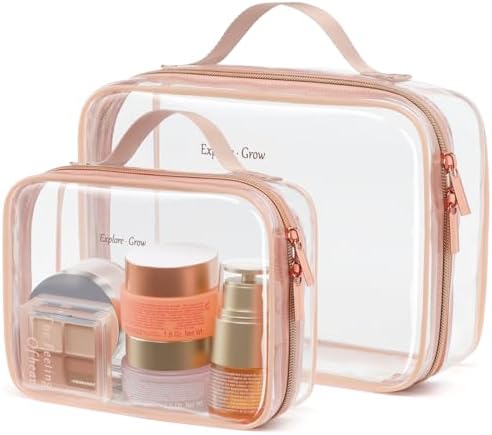 PACKISM Clear Makeup Bag Travel - TSA Approved Toiletry Bag, 2 Rose Pink by Packism