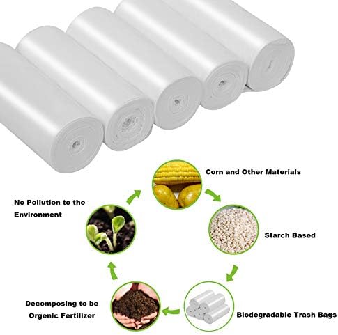 8 Gallon Compostable Trash Bags Inwaysin Tall Kitchen Garbage Bags Recycling Unscented Strong Wastebasket Bin Liners Medium Trash Can Liners for Bathroom,Bedroom,Office,Car (White) - Image 2
