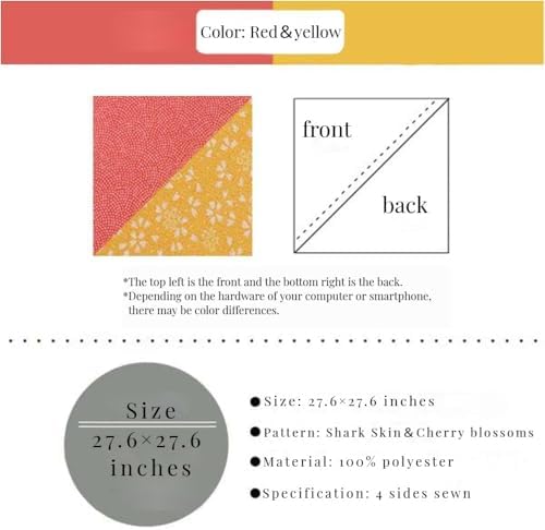 Furoshiki Japanese Wrapping Cloth Eco Gift Wrap Paper Reversible Cherry blossoms Eco-bag Christmas birthday Bento Lunch Box Wine Bottle Box Kimono Cover (Red and Yellow, 27.6 x 27.6 inches) - Image 5