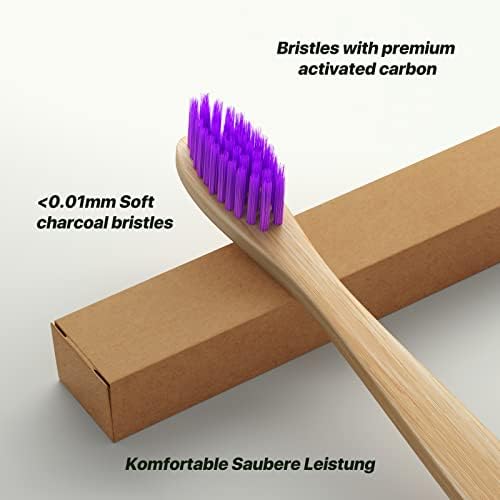 10 Vibrant Colors Bamboo Toothbrushes | BPA Free Soft Bristles Toothbrushes | Biodegradable & Compostable Eco-Friendly Toothbrushes | Natural Wooden Toothbrush - 100% Recycled Packaging - Image 4