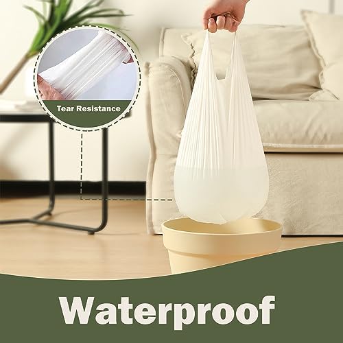 5 Gallon Compostable Trash Bags with Handles Compost Bags 0.78 Mils Food Scrape Waste Bags for Kitchen Bathroom US BPI ASTM D6400 and Europe OK Compost Home Certified 45 Couts White - Image 3