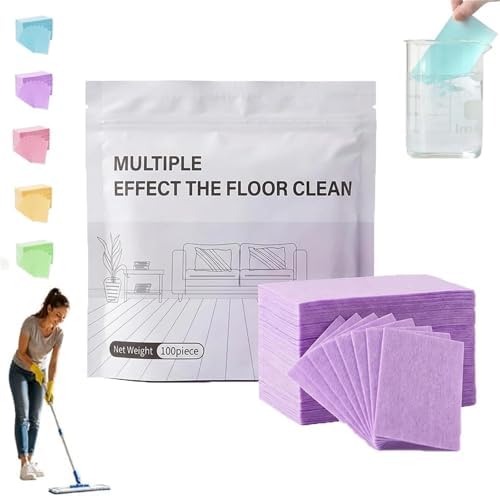 Ivovex Floor Cleaning Sheets,100 Pieces Multi-Effect Floor Cleaning Tablets (Purple) by Casiab
