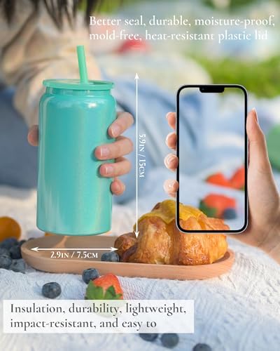 16 oz Tumbler, Insulated Tumbler with Straw, Iced Coffee Tumbler - Image 2