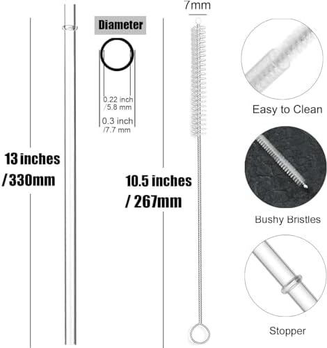 ALINK 13 inch Reusable Clear Plastic Straws, Extra Long Tritan Tumbler Replacement Straws for Stanley Cups, 1 Gallon, 64/40/ 32 oz Water Bottles, YETI, Starbucks, Set of 10 with Brush, AL13CLEAR - Image 2
