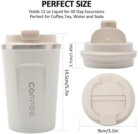 CS COSDDI 12 oz Coffee mug - Stainless Steel Coffee Cup with Leakproof Lid - Image 4