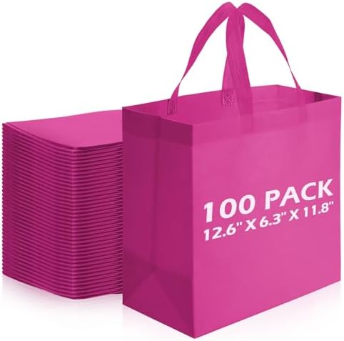 Reginary 100 PCS Non Woven Tote Bags Bulk,Rose Pink by Reginary