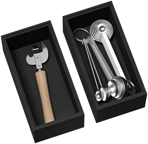 Bamboo Kitchen Drawer Organizer, 2-Pack, 6" x 3" x 2.5", Black by Greatseas