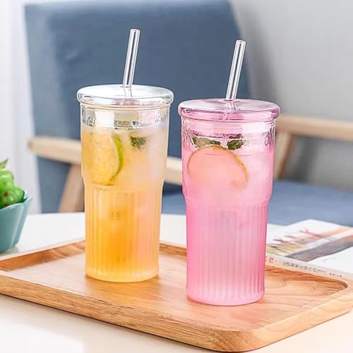 JunVpic Glass Coffee Tumbler, 20 oz Glass Cup with Lid and Straw - Image 5