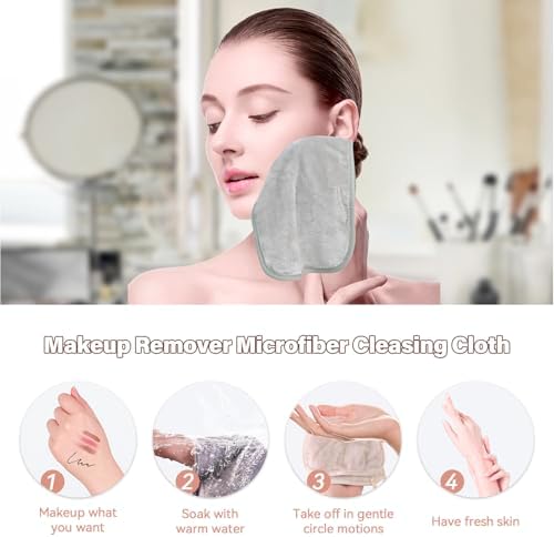 Nugilla Makeup Remover Cloths, 8 Packs Makeup Remover Towels Reusable Face Wash Cloth, Soft Microfiber Face Cloth for Women(Neutrals) - Image 6