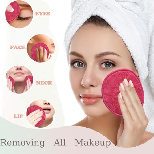 Large Reusable Makeup Remover Pads Face Cleaning Pad 5"x 5" Pink 24 Pack - Image 3