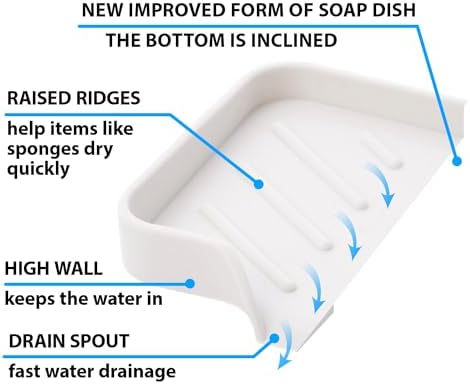 Silicone Soap Dish & Tray - Self Draining, Durable Rubber with Drainage - Kitchen & Shower Soap Holder - Image 5