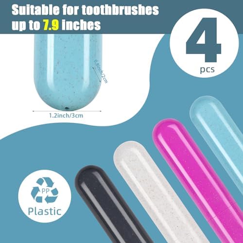 Hooqict 4 Pack Toothbrush Cases Travel Toothbrush Holder Portable Toothbrush Container Case Plastic Toothbrush Carrier Cover Case Toothbrush Protector for Traveling, Bathroom, School, Home, Camping - Image 4