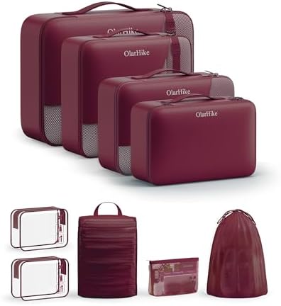 OlarHike 9 Set Packing Cubes for Travel,Gifts for Women Mom,Anti-Tearing Suitcase Organizer,with Over 1000 pcs Mesh Holes,Vacation Essentials & Accessories for Cruise Ship by OlarHike
