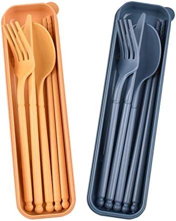 Travel Utensils with Case, Camping Reusable Utensils Set with Case by CUNTAUK
