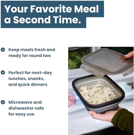 Drip EZ Secondz Collapsible Food Storage Containers (set of 3) - Meal Prep, Leftovers, Lunch, Camping, Hiking - Dishwasher & Microwave Safe - BPA-free Silicone - Locking Lids - Sandstone - Image 4
