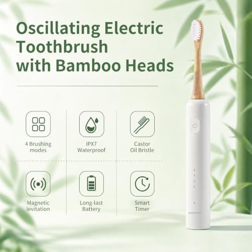 Ultrasonic Oscillating Electric Toothbrush with Bamboo Heads - Image 3