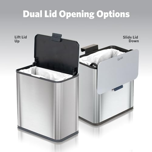 Glad Roomate Under Counter Trash Can - Space Saving Stainless Steel Waste Bin with Dual Lid and Clorox Protection - Small Trash Can for Kitchen Cabinet, Under Sink, or Bathroom, 1.5 Gallon (6L) - Image 5