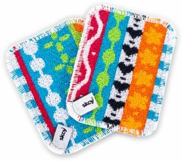 Skoy Scrub, 2-pack Reusable, Non-Scratching Dish Scrubber for Kitchen and Household Cleaning, Planet-Friendly, Dishwasher Safe Soft Scrub, Assorted Colors and Designs by Skoy