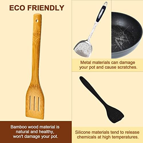 Eisinly 7-Piece Wooden Cooking Spoons, Natural Bamboo Utensil Set - Image 6