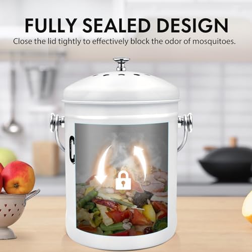 ENLOY Kitchen Countertop Compost Bin, 1.3 Gallon, Stainless Steel, White - Image 6