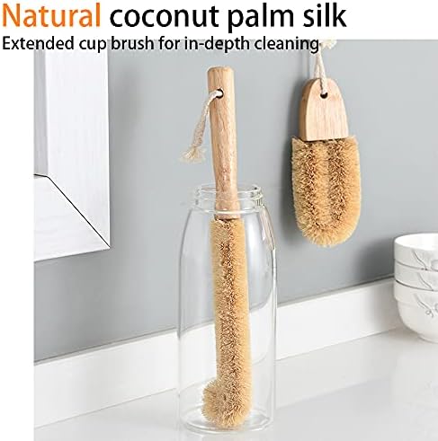 ECO Friendly Kitchen Cleaning Set, Wood & Bamboo Brushes for Dishes, Pots, Pans & Vegetables - Image 2