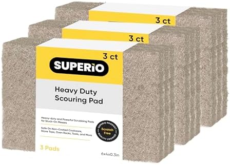 Natural Scouring Pad Non-Scratch Sisal Plant Based Scrubber Cleaning Scrub Pads, Eco-Friendly Reusable Kitchen Scrubbing Pad Pack of 9, by Superio by Superio