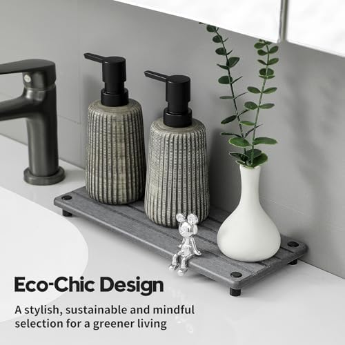 Razborci Instant Dry Sink Caddy Kitchen Sink Organizer, Quick Drying Stone Tray Diatomite Sponge Holder Soap Dish, Bathroom Countertop Fast Dry Water Absorbing Vanity Rack, Dark Gray,12" x 5" - Image 5