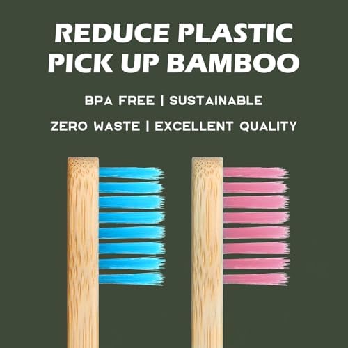 Isshah Kids Bamboo Toothbrushes Biodegradable Handle BPA Free Eco Friendly Children Size, Pack of 4 - Image 3
