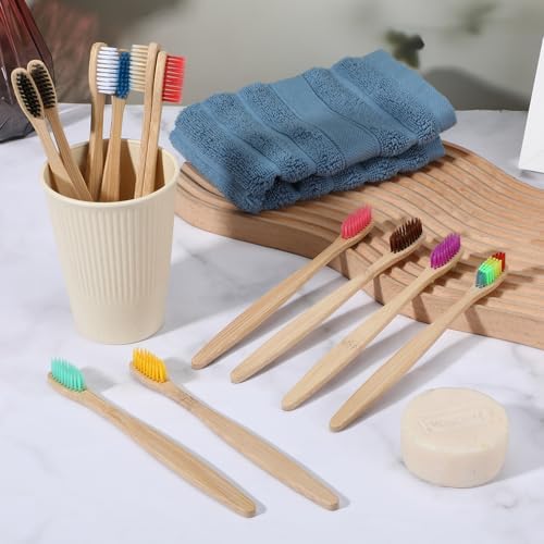 120 Pcs Bamboo Toothbrushes, Soft Bristle Toothbrush for Adults, Eco Friendly Natural Wooden Toothbrushes, Vegan Organic Bamboo Travel Tooth Brush, Individually Wrapped, 7 Inch 12 Color - Image 6