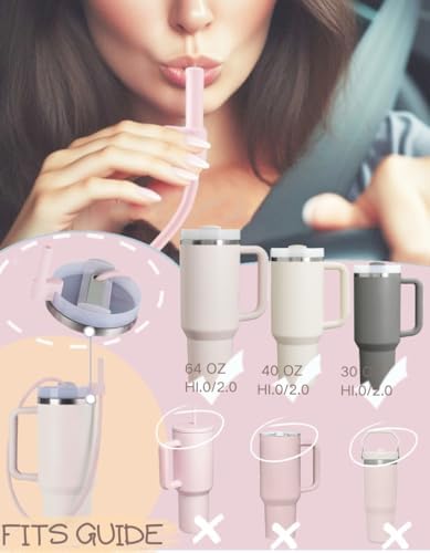 Extendable Long Straws for Stanley Cup, 2 Pack 35" Reusable Silicone Straws- CPC Certified, Fits 40 oz Tumbler And Large Water Bottle, Soft & Flexible Straw Accessories Gift Idea - Image 2